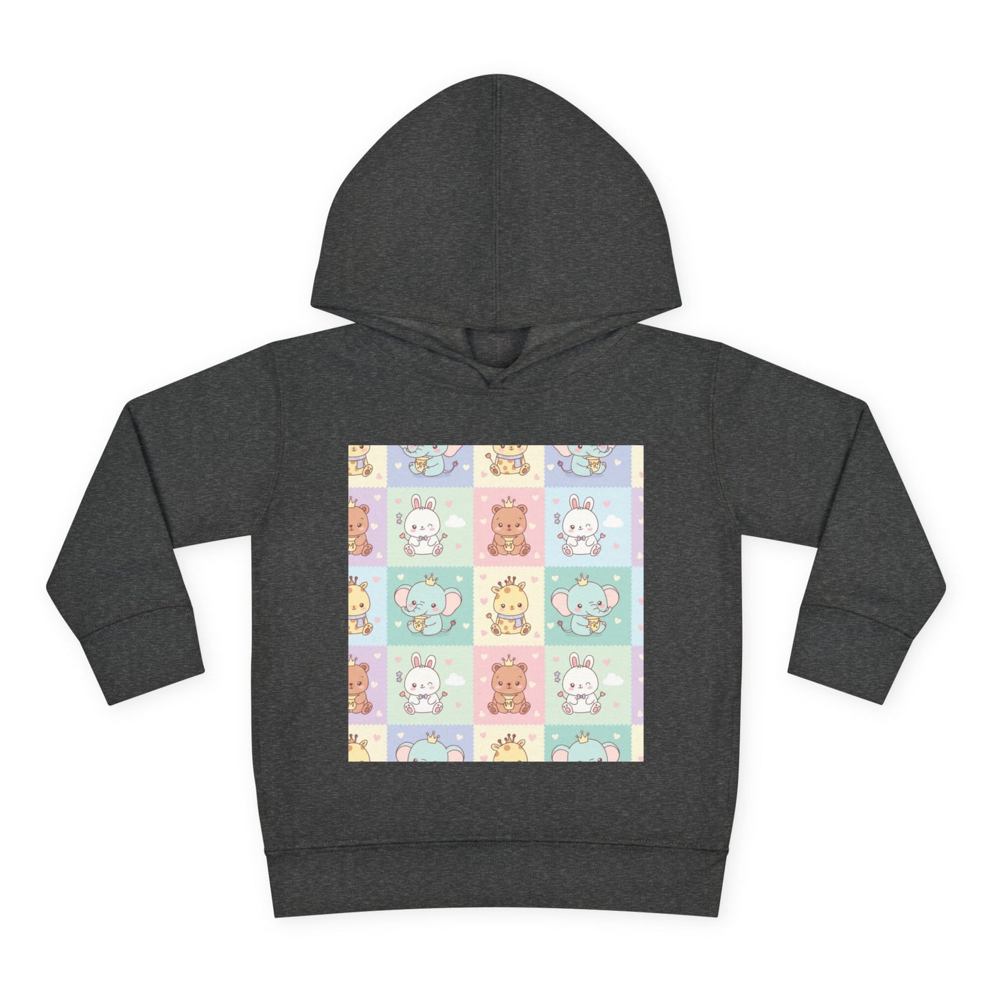 Toddler Hoodie — Pastel Cute Animal Patchwork Pullover Vintage Smoke