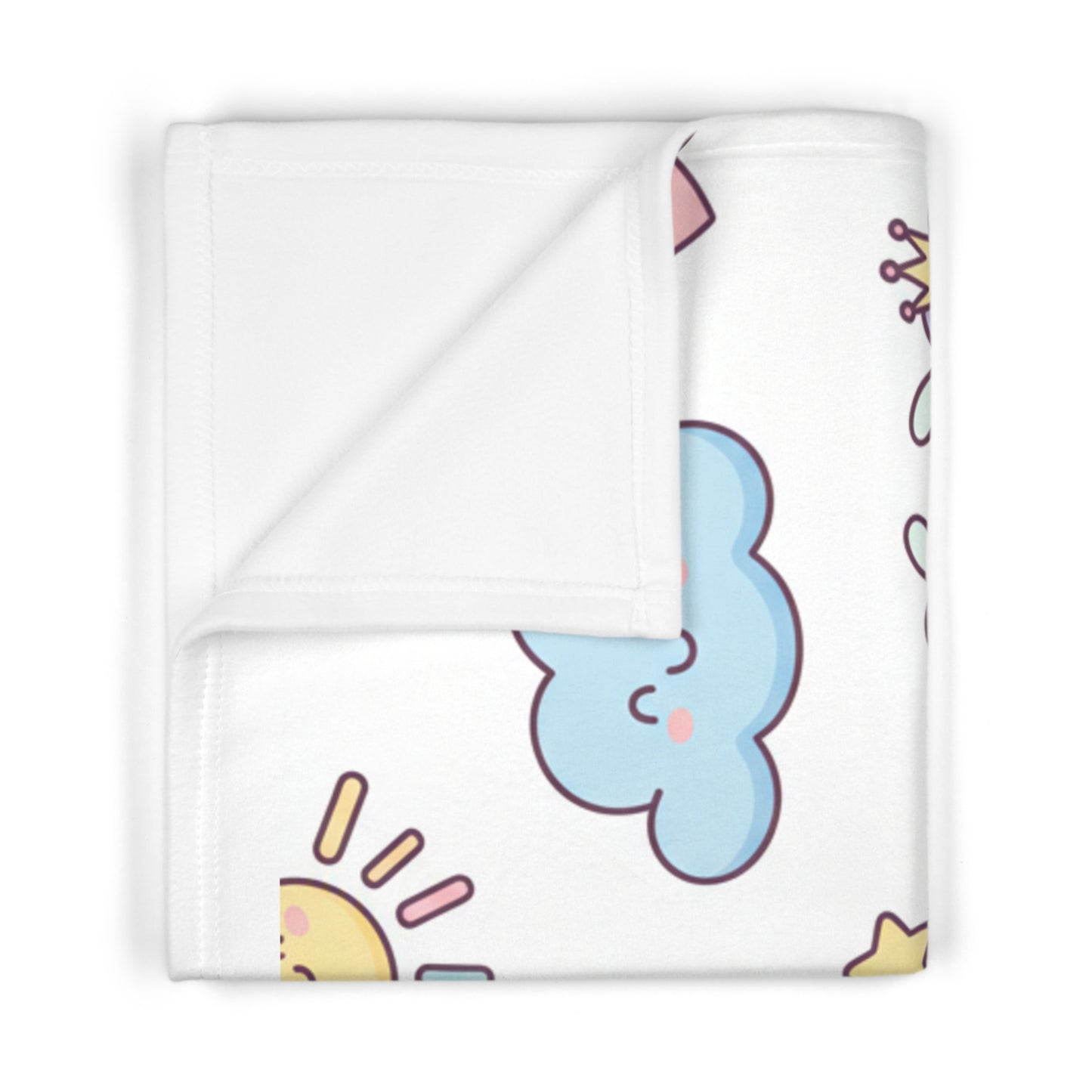 Cute Pastel Clouds Baby Blanket — Soft Fleece Nursery Throw 30" × 40" White