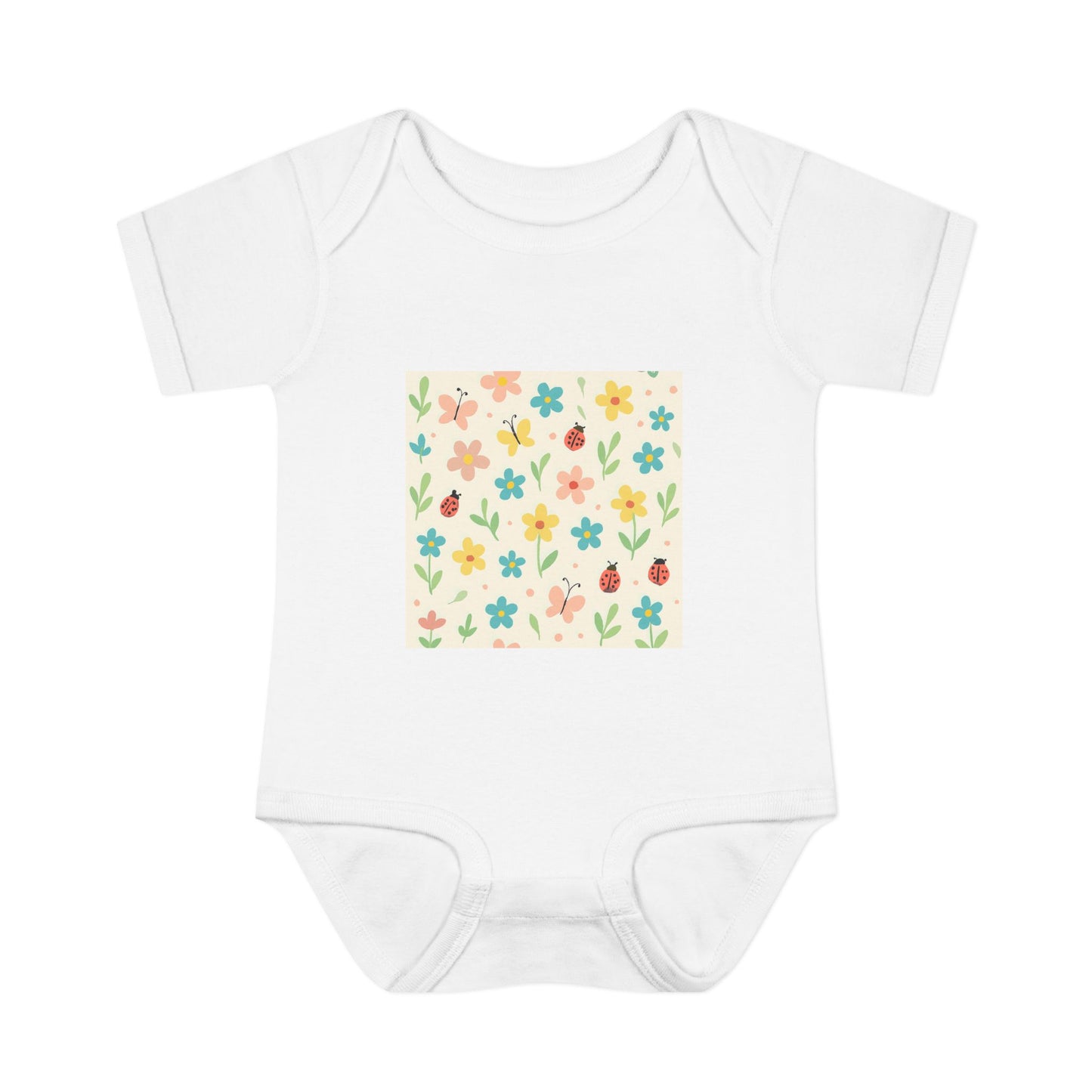 Floral Baby Bodysuit – Pastel Garden Infant Onesie White