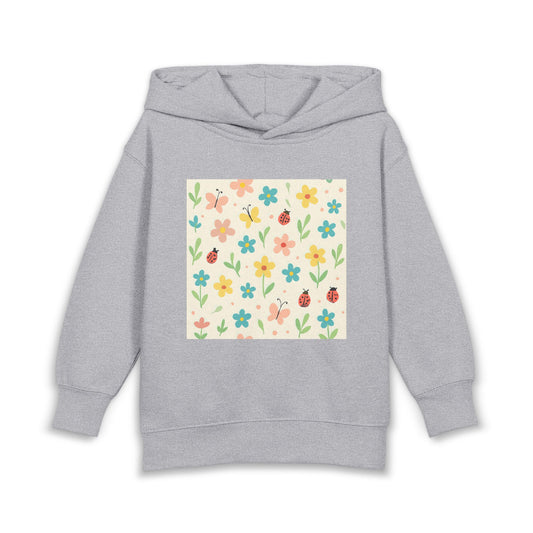 Toddler Hoodie — Cute Floral & Ladybug Pullover Fleece Heather