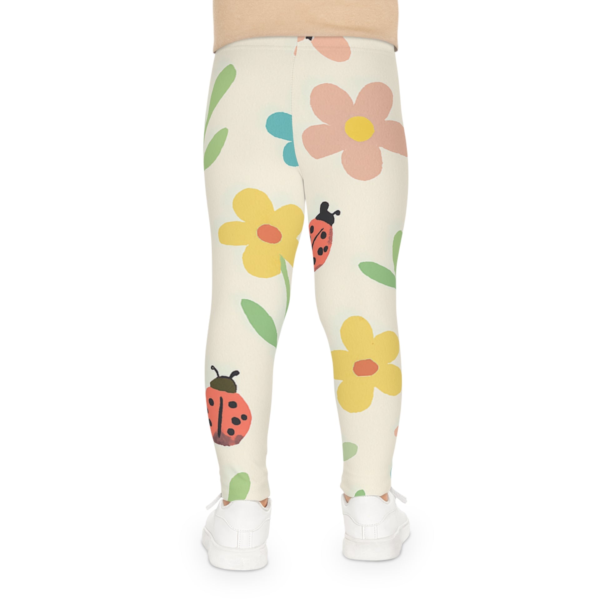 Kids Floral & Ladybug Leggings — Cute Spring Flower Pattern for Girls L