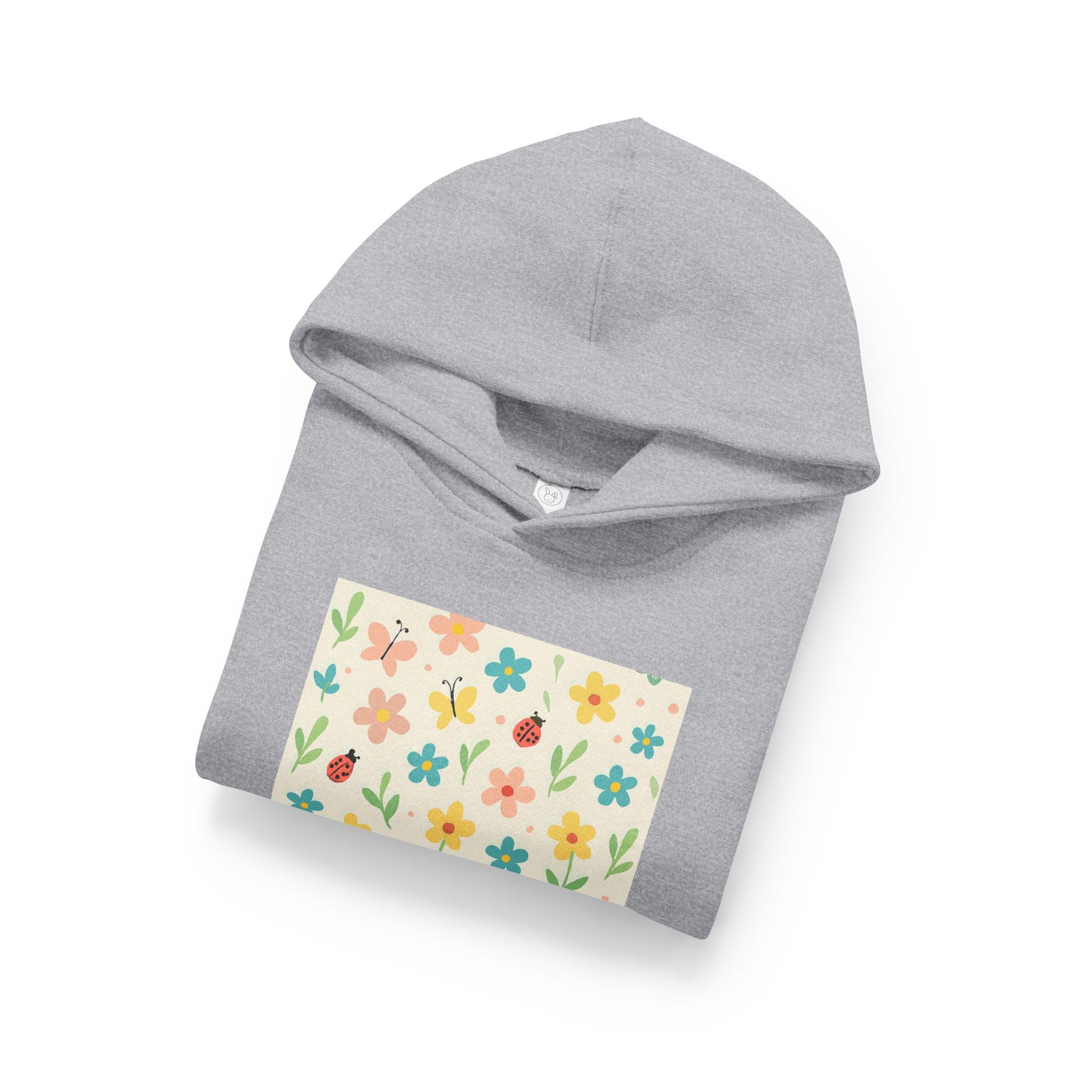 Toddler Hoodie — Cute Floral & Ladybug Pullover Fleece Heather