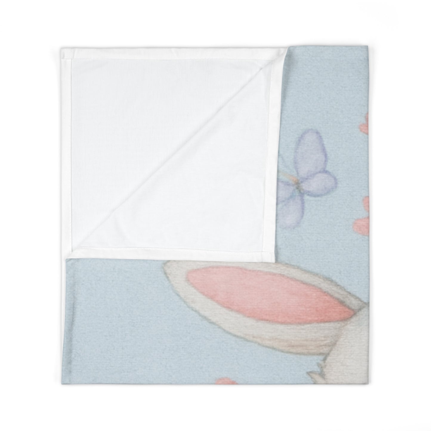 Easter Bunny Baby Swaddle Blanket — Soft Pastel Floral Newborn Wrap 30" × 40" White