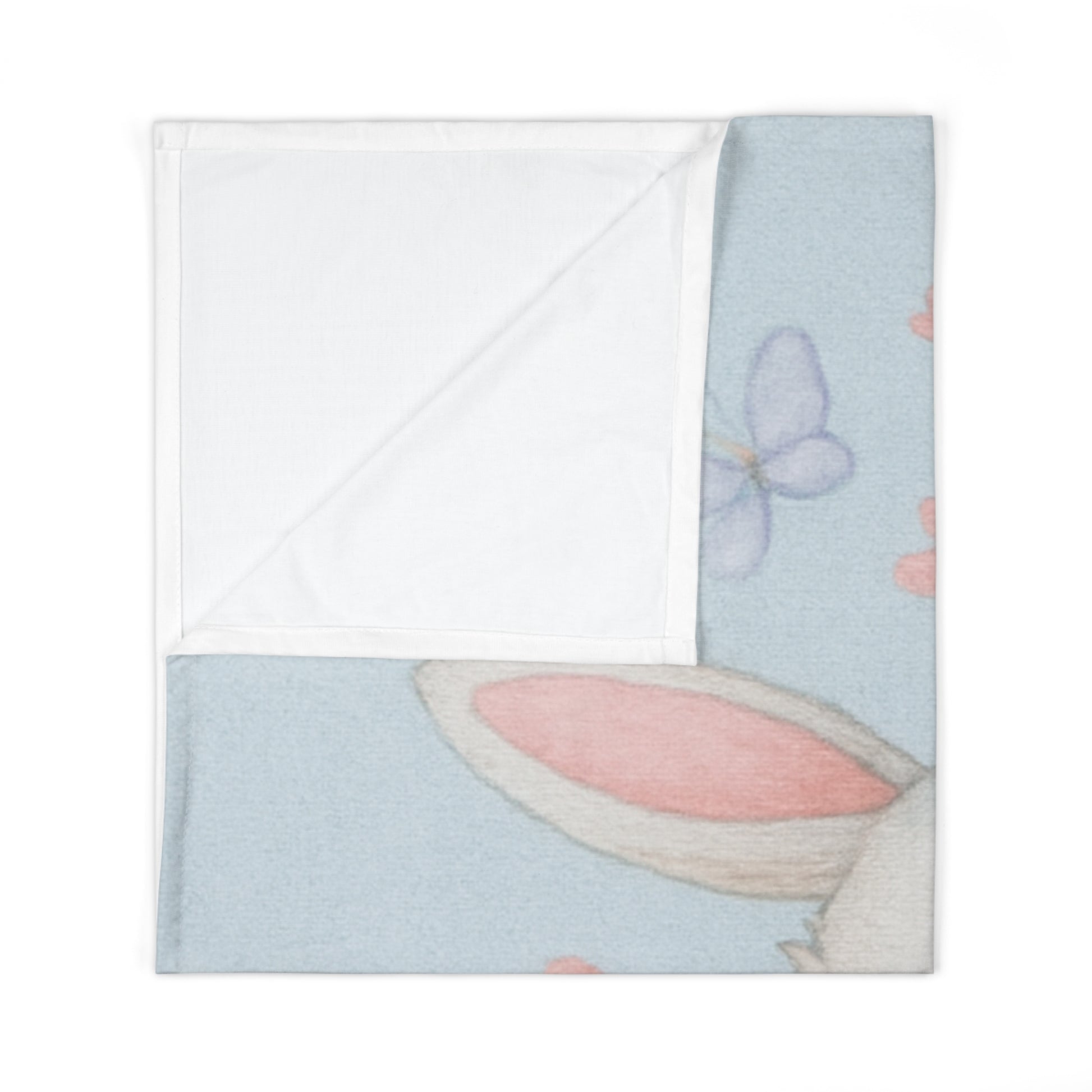 Easter Bunny Baby Swaddle Blanket — Soft Pastel Floral Newborn Wrap 30" × 40" White
