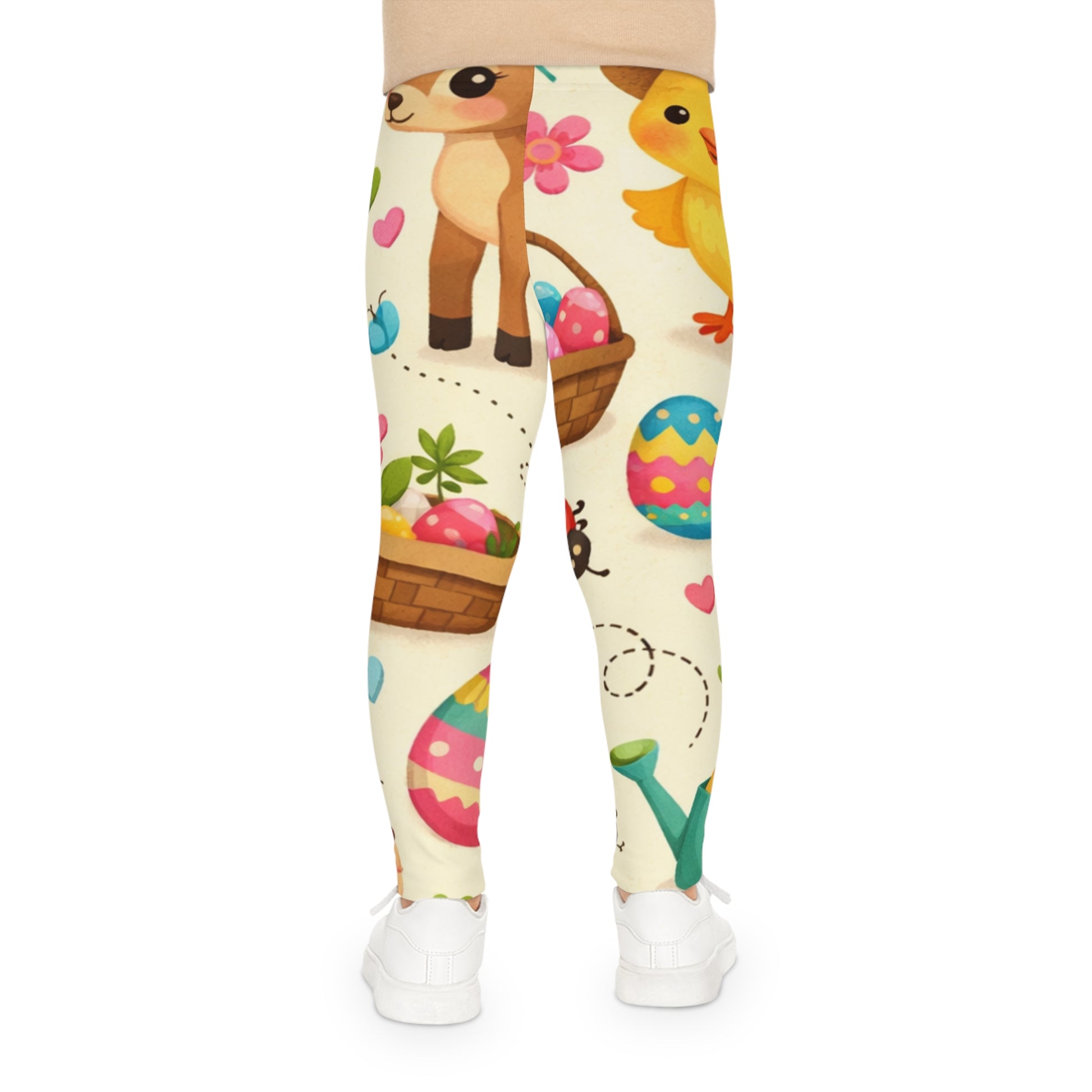 Easter Kids Leggings - Cute Spring Chicks, Bunnies & Eggs All-Over Print L