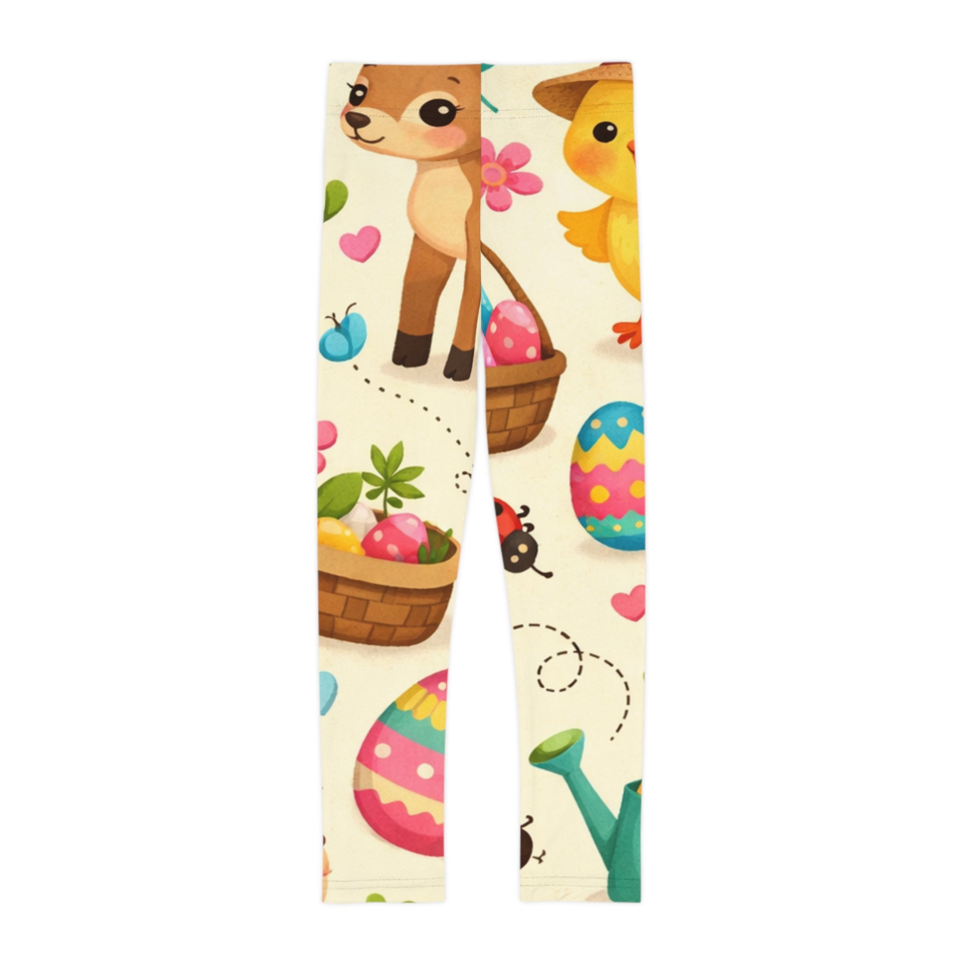 Easter Kids Leggings - Cute Spring Chicks, Bunnies & Eggs All-Over Print L