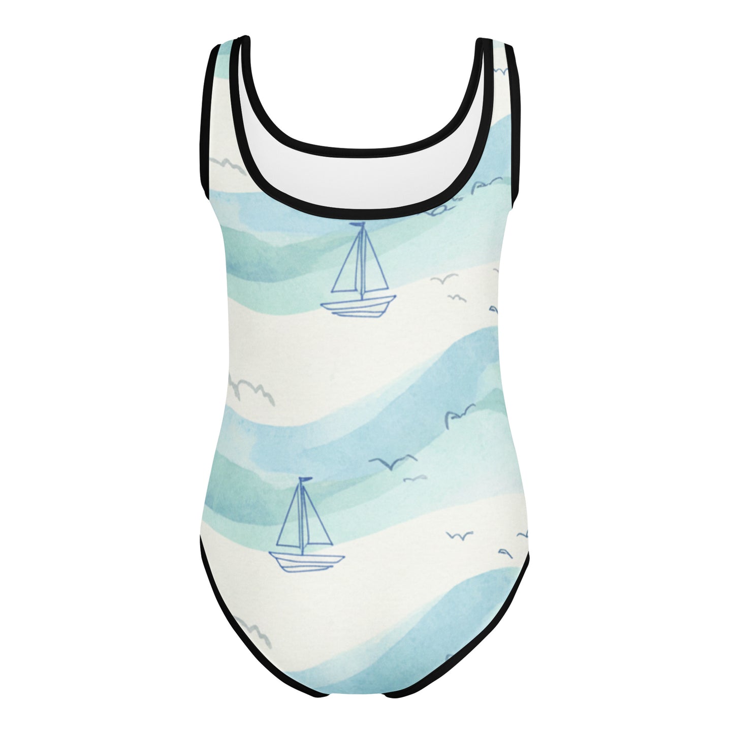 Kids Swimsuit — White Botanical Print 7