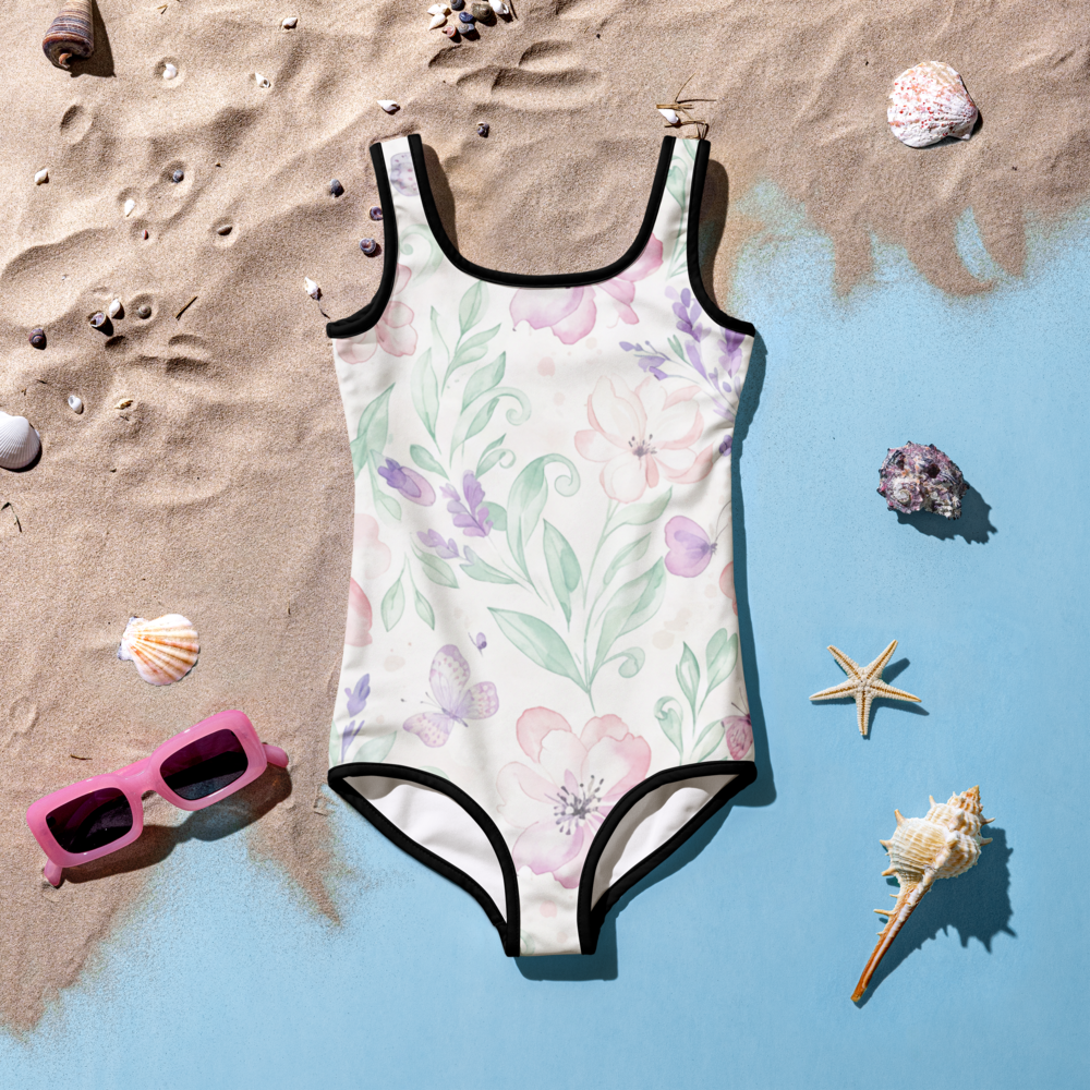 Kids Swimsuit — Watercolor Floral Print 7