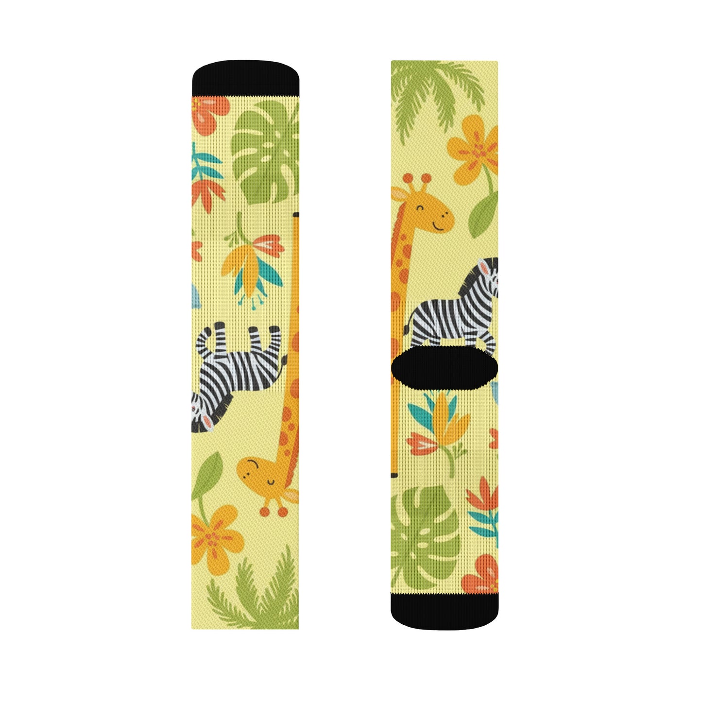 Crew Socks — White Floral Pattern M