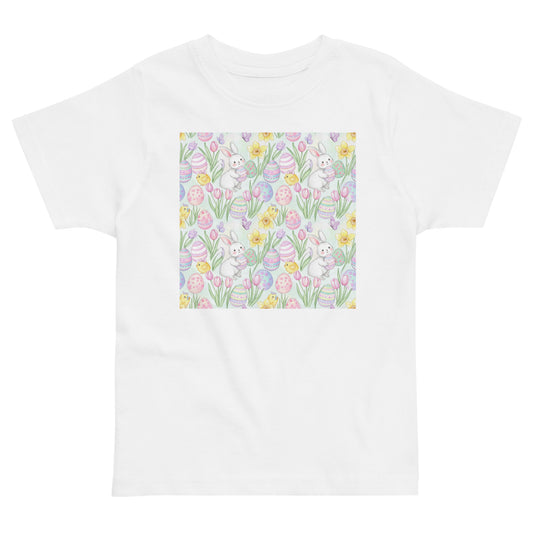 Toddler Easter T-Shirt — Cute Spring Chicks & Flowers Tee